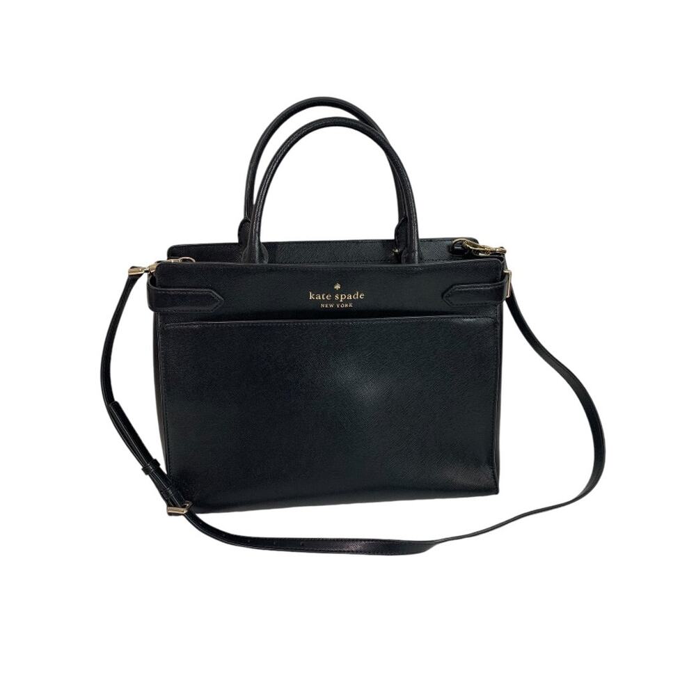 Kate Spade Staci Large Satchel Handbag Black‎ Saffiano Leather WKRU6949